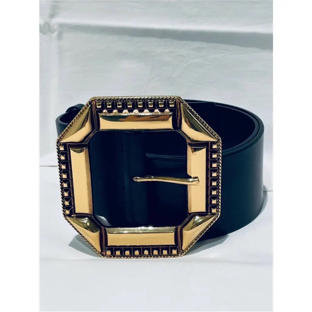 Etro Milano Black Belt with Gold Buckle - Picture 2 of 8